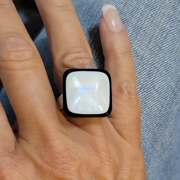 OPAL SHIMMER SQUARE ACRYLIC RING - Picture 3 of 7